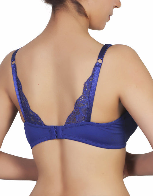 Pack of 3, Wireless Go To T-Shirt Bra With a Touch Of Lace-BLUE DEPTHS