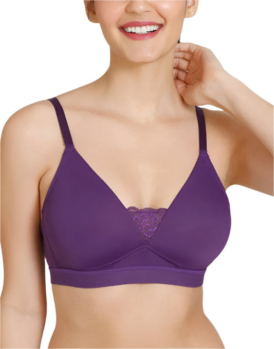 Pack of 3, LIGHTLY PADDED NON WIRED T SHIRT BRA-PLUM