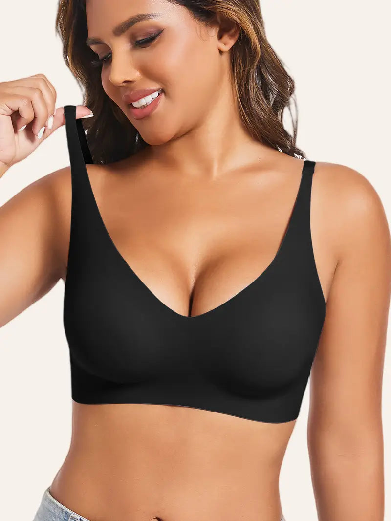 Soft Breathable Bra with Removable Pads, Minimalist Solid Color Underwear Top ( Pack Of 3)