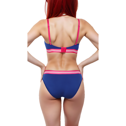 Pack of 3, LIGHTLY PADDED NON WIRED TSHIRT BRA WITH STRIPED ELASTIC WAIST BAND-BLUE