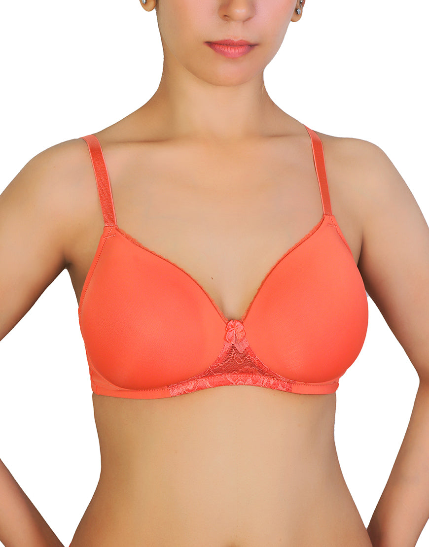 Pack of 3, Wireless Go To T-Shirt Bra With a Touch Of Lace-BURN SIENNA