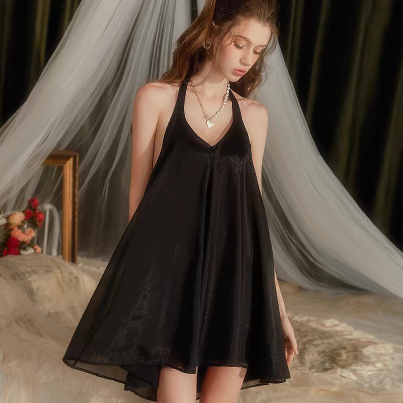 Sexy  Halter Babydoll Sleepwear | Backless A-Line Mini Nightdress for Women