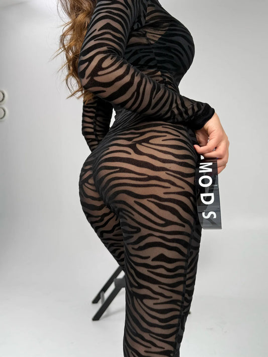 Made-to-Fit Black Velvet Bodysuit with Gloves