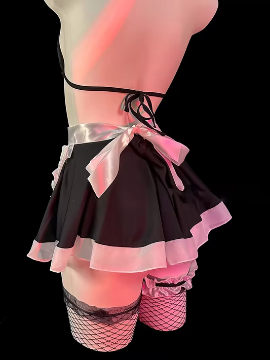 Women’s Sexy Maid Costume with Belt Detail