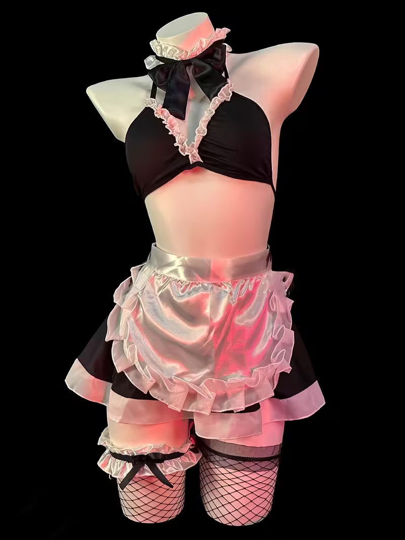 Women’s Sexy Maid Costume with Belt Detail