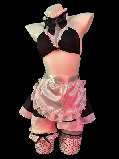 Women’s Sexy Maid Costume with Belt Detail